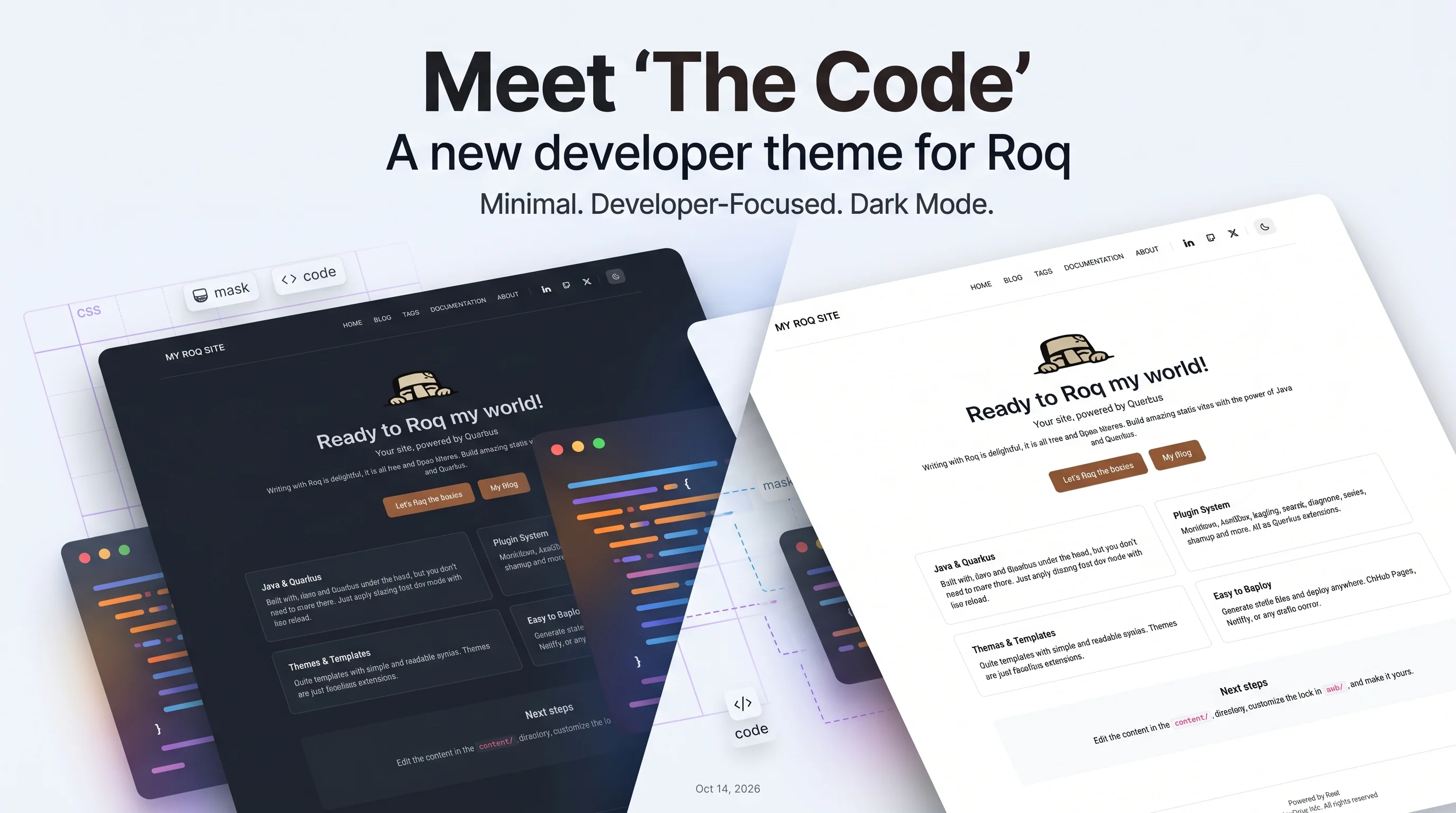 Meet The Code, a new developer theme for Roq